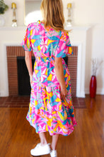 Load image into Gallery viewer, Tropical Trance Fuchsia Floral Smocked Waist Maxi Dress