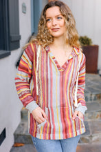 Load image into Gallery viewer, Be Bold Coral & Sienna Stripe Pullover Notched Neck Hoodie