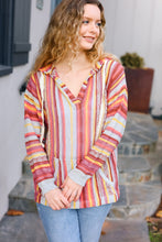 Load image into Gallery viewer, Be Bold Coral & Sienna Stripe Pullover Notched Neck Hoodie