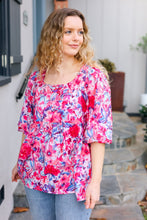 Load image into Gallery viewer, Feeling Femmi Pink & Fuchsia Floral Peplum Woven Top