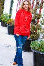 Load image into Gallery viewer, More The Merrier Red Pearl Christmas Tree Jacquard Sweater
