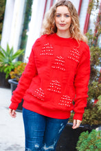 Load image into Gallery viewer, More The Merrier Red Pearl Christmas Tree Jacquard Sweater