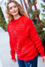 Load image into Gallery viewer, More The Merrier Red Pearl Christmas Tree Jacquard Sweater
