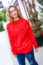 Load image into Gallery viewer, More The Merrier Red Pearl Christmas Tree Jacquard Sweater