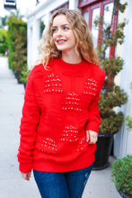 Load image into Gallery viewer, More The Merrier Red Pearl Christmas Tree Jacquard Sweater