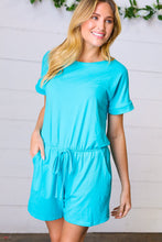 Load image into Gallery viewer, Ice Blue Brushed Knit Elastic Waist Pocketed Romper
