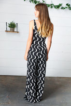 Load image into Gallery viewer, Black Abstract Wave Button Jumpsuit