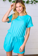 Load image into Gallery viewer, Ice Blue Brushed Knit Elastic Waist Pocketed Romper