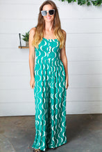 Load image into Gallery viewer, Kelly Green Abstract Wave Button Jumpsuit