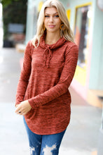 Load image into Gallery viewer, Rust Marled Cowl Neck Pocketed Top