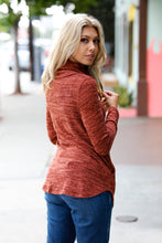 Load image into Gallery viewer, Rust Marled Cowl Neck Pocketed Top