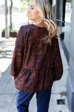 Load image into Gallery viewer, Navy & Rust Leopard Woven Babydoll Top