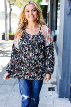 Load image into Gallery viewer, Boho Floral Ethnic Print Front Tie Woven Blouse