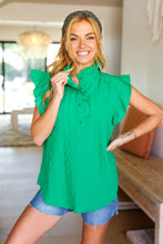 Load image into Gallery viewer, Glamorous In Kelly Green Textured Ruffle Mock Neck Top