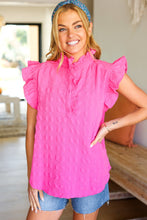 Load image into Gallery viewer, Glamorous In Hot Pink Textured Ruffle Mock Neck Top