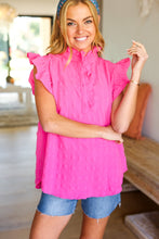 Load image into Gallery viewer, Glamorous In Hot Pink Textured Ruffle Mock Neck Top
