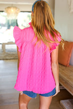 Load image into Gallery viewer, Glamorous In Hot Pink Textured Ruffle Mock Neck Top