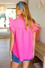 Load image into Gallery viewer, Glamorous In Hot Pink Textured Ruffle Mock Neck Top