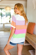 Load image into Gallery viewer, Get Started Lavender & Orange Stripe Jacquard Sweater Top
