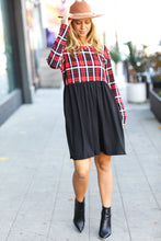 Load image into Gallery viewer, Holiday Plaid Twofer Babydoll Dress
