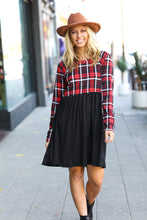 Load image into Gallery viewer, Holiday Plaid Twofer Babydoll Dress
