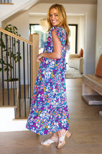 Load image into Gallery viewer, Just A Dream Navy Floral Smocked Ruffle Sleeve Maxi Dress