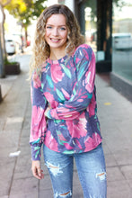 Load image into Gallery viewer, On My Heart Navy Floral Brushed Hacci Sweater Top