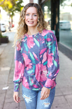 Load image into Gallery viewer, On My Heart Navy Floral Brushed Hacci Sweater Top