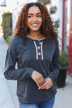 Load image into Gallery viewer, Casual Days Grey Ribbed Knit Button Down Henley Pullover