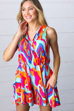 Load image into Gallery viewer, Vibrant Multicolor Abstract Sleeveless Surplice Romper