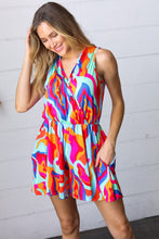 Load image into Gallery viewer, Vibrant Multicolor Abstract Sleeveless Surplice Romper
