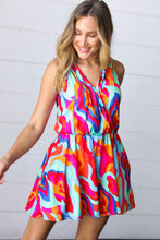 Load image into Gallery viewer, Vibrant Multicolor Abstract Sleeveless Surplice Romper