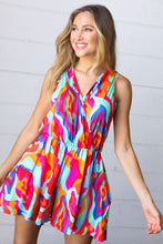 Load image into Gallery viewer, Vibrant Multicolor Abstract Sleeveless Surplice Romper