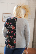 Load image into Gallery viewer, Grey & Black Floral Surplice Button Knit Top