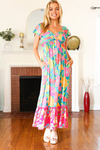 Load image into Gallery viewer, Vacay Vibes Blue Floral Print Sweetheart Twisted Neckline Maxi Dress