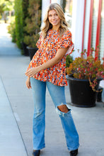 Load image into Gallery viewer, Rust & Chocolate Floral Frill Ruffle Hem Tiered Swing Top