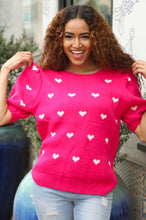 Load image into Gallery viewer, Be Mine Pink & White Heart Oversized Jacquard Sweater