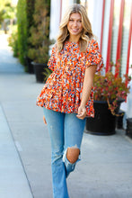 Load image into Gallery viewer, Rust & Chocolate Floral Frill Ruffle Hem Tiered Swing Top