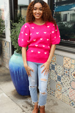 Load image into Gallery viewer, Be Mine Pink & White Heart Oversized Jacquard Sweater