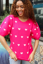 Load image into Gallery viewer, Be Mine Pink & White Heart Oversized Jacquard Sweater