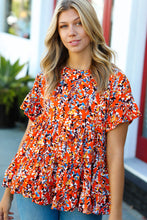 Load image into Gallery viewer, Rust & Chocolate Floral Frill Ruffle Hem Tiered Swing Top
