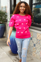 Load image into Gallery viewer, Be Mine Pink & White Heart Oversized Jacquard Sweater