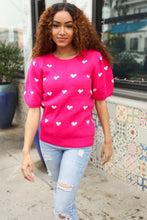 Load image into Gallery viewer, Be Mine Pink & White Heart Oversized Jacquard Sweater