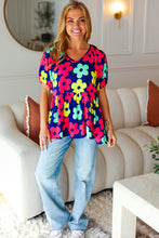 Load image into Gallery viewer, Sunny Days Navy Flat Floral Bubble Sleeve Babydoll Top