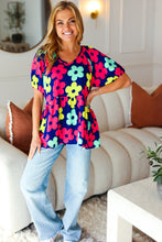 Load image into Gallery viewer, Sunny Days Navy Flat Floral Bubble Sleeve Babydoll Top