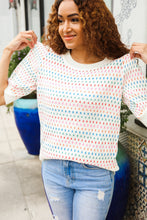 Load image into Gallery viewer, Spread Joy Ivory & Multicolor Jacquard Bubble Sleeve Sweater