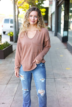 Load image into Gallery viewer, Eyes On You Camel Mineral Wash Rib Notch Neck Pocketed Top