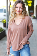 Load image into Gallery viewer, Eyes On You Camel Mineral Wash Rib Notch Neck Pocketed Top