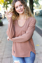 Load image into Gallery viewer, Eyes On You Camel Mineral Wash Rib Notch Neck Pocketed Top