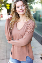 Load image into Gallery viewer, Eyes On You Camel Mineral Wash Rib Notch Neck Pocketed Top
